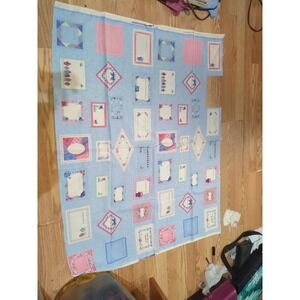 Fabric Traditions Approx 3/4 Yds Print " Homemade With Love" Pink & blue 1996